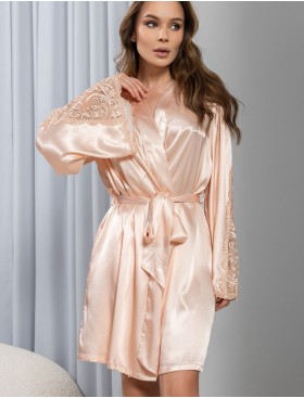 Короткий халат из шелка Mia-Amore MARJORY 3963 персик, Цвет: персик, Размеры: 2XL/3XL