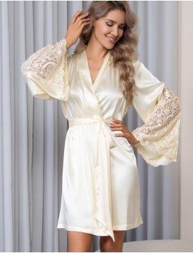 Короткий халат из шелка Mia-Amore MARJORY 3963 шампань, Цвет: шампань, Размеры: 2XL/3XL