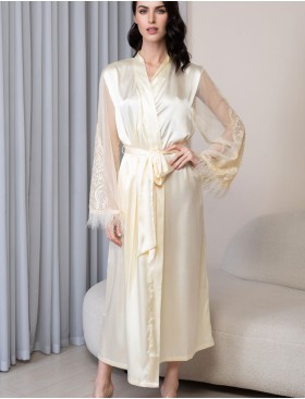 Натуральный шелковый халат Mia-Amore MARJORY 3969 шампань, Цвет: шампань, Размеры: 2XL/3XL