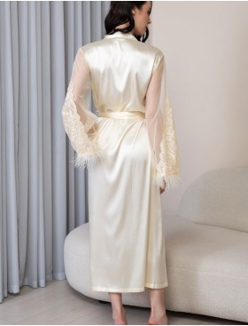 Натуральный шелковый халат Mia-Amore MARJORY 3969 шампань, Цвет: шампань, Размеры: 2XL/3XL, изображение 3