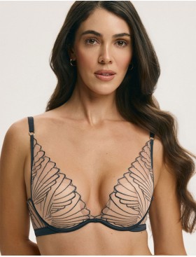 Бюстгальтер бралетт пуш-ап Esotiq NUGAT 43470 бежевый+серый, Цвет: бежевый+серый, Размеры: 65E, изображение 3