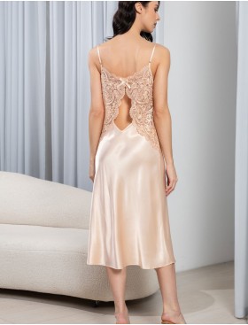 Шелковая сорочка с кружевом Mia-Amore MARJORY 3965 персик, Цвет: персик, Размеры: 2XL