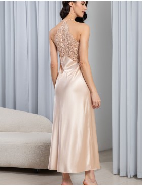 Длинная шелковая сорочка Mia-Amore MARJORY 3968 персик, Цвет: персик, Размеры: 2XL