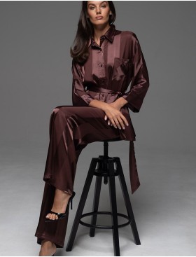 Пижама атласная Mia-Amore ILONA 7546 шоколад, Цвет: шоколад, Размеры: 2XL, изображение 3