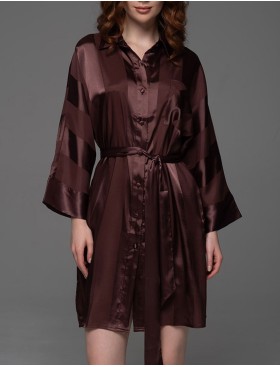 Рубашка халат из атласа Mia-Amore ILONA 7547 шоколад, Цвет: шоколад, Размеры: 2XL/3XL, изображение 3