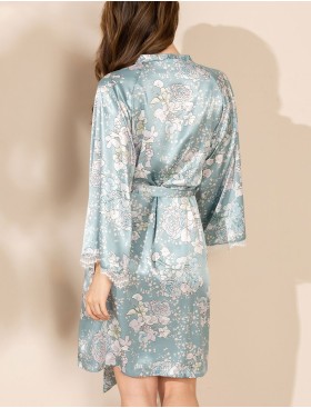 Шелковый короткий халат Mia-Amore AIRIS 4873, Цвет: нежно-бирюзовый, Размеры: 2XL/3XL, изображение 2
