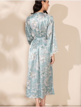 Шелковый длинный халат Mia-Amore AIRIS 4879, Цвет: нежно-бирюзовый, Размеры: 2XL/3XL, изображение 2