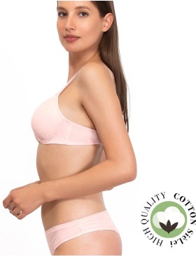 Бюстгальтер пуш-ап без косточек Sielei NATURAL COTTON 1456 rosa melange, Цвет: rosa melange (розовый), Размеры: 80B, изображение 3