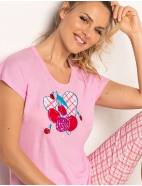 Пижама из хлопка Sielei CHERRY LOVE CH12 rosa, Цвет: rosa (розовый), Размеры: M, изображение 3