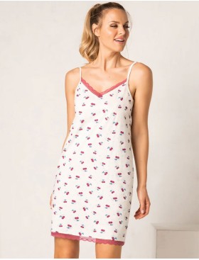 Сорочка из хлопка Sielei CHERRY LOVE CH21 acqua, Цвет: acqua (голубой принт), Размеры: M