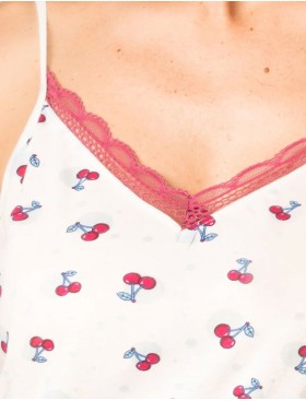 Сорочка из хлопка Sielei CHERRY LOVE CH21 acqua, Цвет: acqua (голубой принт), Размеры: M, изображение 2