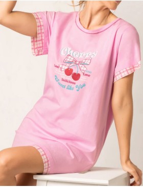 Хлопковая сорочка Sielei CHERRY LOVE CH41 rosa, Цвет: rosa (розовый), Размеры: S, изображение 3