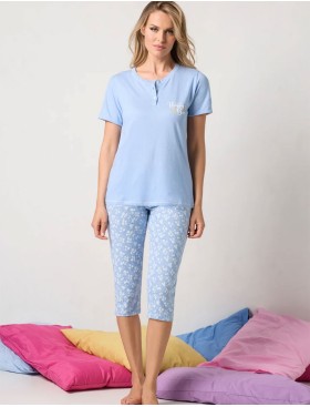 Комплект футболка с капри Sielei DAISY DA11, Цвет: indaco/giallo (индиго/желтый), Размеры: L