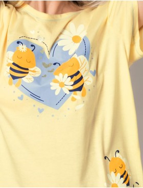 Удлиненная футболка с принтом Sielei DAISY DA42, Цвет: indaco/giallo (индиго/желтый), Размеры: M, изображение 2