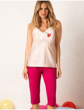 Пижама с брюками-капри Sielei LOVER LO10 mosto, Цвет: mosto (винный), Размеры: XL