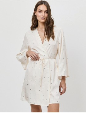 Короткий халат под пояс Aruelle ADA, Цвет: экрю, Размеры: S
