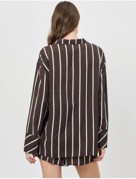 Полосатый комплект с шортами Aruelle CEDAR SET, Цвет: шоколадный, Размеры: XS, изображение 2