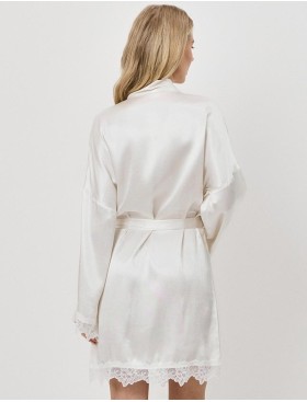 Халат из вискозы Aruelle ISABEAU, Цвет: молочный, Размеры: S, изображение 2