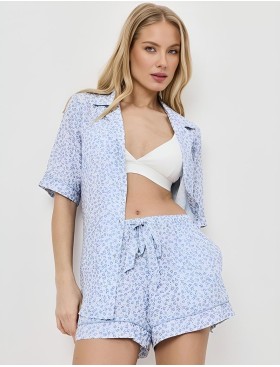 Пижама женская с шортами Aruelle LULLABY, Цвет: светло-голубой, Размеры: XS
