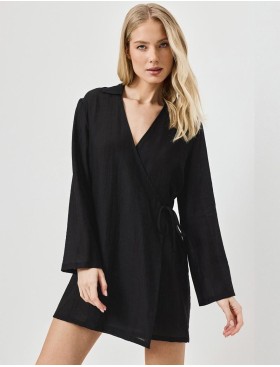 Платье-туника с запахом Aruelle NOIR, Цвет: чёрный, Размеры: XS, изображение 3