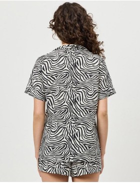 Вискозная пижама с шортами Aruelle SWAY, Цвет: черный/молочный, Размеры: XS, изображение 2