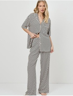 Пижама женская с брюками Aruelle VESPER, Цвет: чёрный/песочный, Размеры: XS, изображение 2