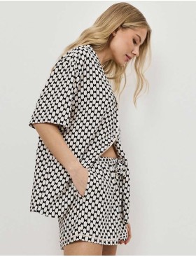 Пижама женская с шортами Aruelle VESPER, Цвет: чёрный/песочный, Размеры: XS, изображение 3