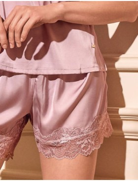 Атласная пижама Lormar SATEN топ+шорты 651818CO rosa skin, Цвет: rosa skin (розовый), Размеры: XL, изображение 2