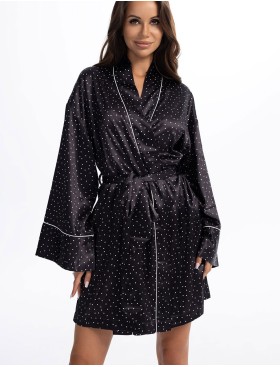 Короткий халат из атласа Mia-Amore BETTY 2333, Цвет: черный, Размеры: 2XL/3XL, изображение 4