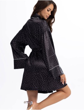 Короткий халат из атласа Mia-Amore BETTY 2333, Цвет: черный, Размеры: 2XL/3XL, изображение 2