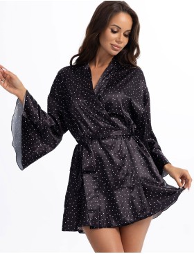 Атласный мини-халат Mia-Amore BETTY 2334, Цвет: черный, Размеры: 2XL/3XL