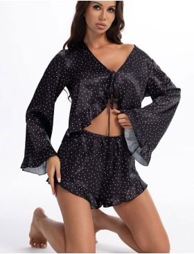 Пижама-двойка из атласа Mia-Amore BETTY 2335, Цвет: черный, Размеры: L, изображение 3