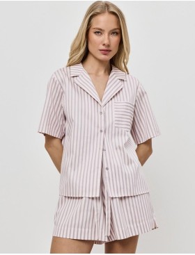 Хлопковая пижама с шортами Aruelle ELOW, Цвет: светло-розовый, Размеры: XS