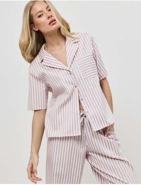 Хлопковая пижама с брюками Aruelle ELOW, Цвет: светло-розовый, Размеры: S