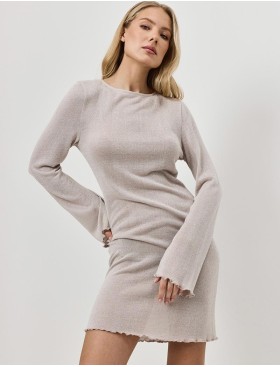 Короткое платье с длинными рукавами Aruelle GIADA, Цвет: светло-бежевый, Размеры: M