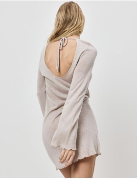 Короткое платье с длинными рукавами Aruelle GIADA, Цвет: светло-бежевый, Размеры: M, изображение 2