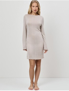 Короткое платье с длинными рукавами Aruelle GIADA, Цвет: светло-бежевый, Размеры: M, изображение 3