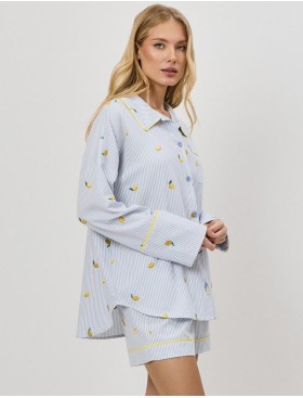 Пижама с шортами Aruelle LENORA, Цвет: светло-голубой, Размеры: 2XL, изображение 3