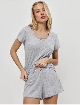 Пижама женская с шортами Aruelle NEVE, Цвет: светло-серый, Размеры: 2XL