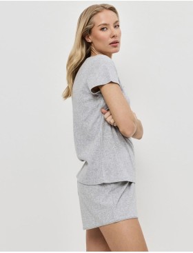 Пижама женская с шортами Aruelle NEVE, Цвет: светло-серый, Размеры: 2XL, изображение 4