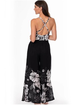 Широкие брюки с цветочным узором Jantzen JZ26066C, Цвет: чёрный/белый, Размеры: L, изображение 4