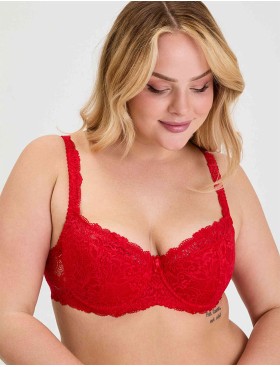 Кружевной бюстгальтер на поролоне Lina A 6086 красный, Цвет: красный, Размеры: 90B, изображение 3