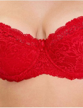 Кружевной бюстгальтер на поролоне Lina A 6086 красный, Цвет: красный, Размеры: 90B, изображение 5
