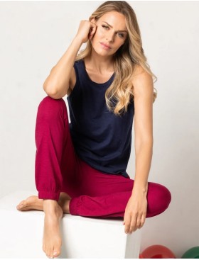 Пижама из хлопка майка+штаны Sielei CITY CI17 blu/ciliegia, Цвет: blu/ciliegia (синий/бордо), Размеры: 2XL