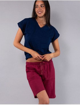 Хлопковый комплект с шортами Sielei CITY CI19 blu/ciliegia, Цвет: blu/ciliegia (синий/бордо), Размеры: 2XL