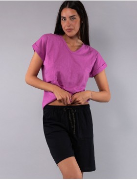 Хлопковый комплект с шортами Sielei CITY CI19 pink/nero, Цвет: pink/nero (розовый/черный), Размеры: 3XL