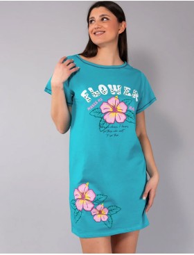 Удлиненная футболка Sielei FASHION SUMMER OR41 turchese, Цвет: turchese (бирюзовый), Размеры: XL