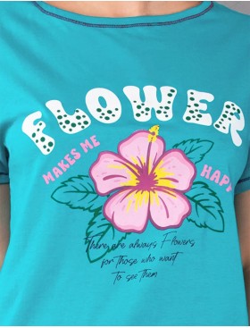 Удлиненная футболка Sielei FASHION SUMMER OR41 turchese, Цвет: turchese (бирюзовый), Размеры: XL, изображение 3