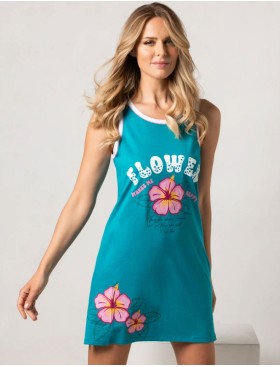 Сорочка с принтом Sielei FASHION SUMMER OR42 turchese, Цвет: turchese (бирюзовый), Размеры: L