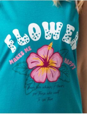 Сорочка с принтом Sielei FASHION SUMMER OR42 turchese, Цвет: turchese (бирюзовый), Размеры: L, изображение 3